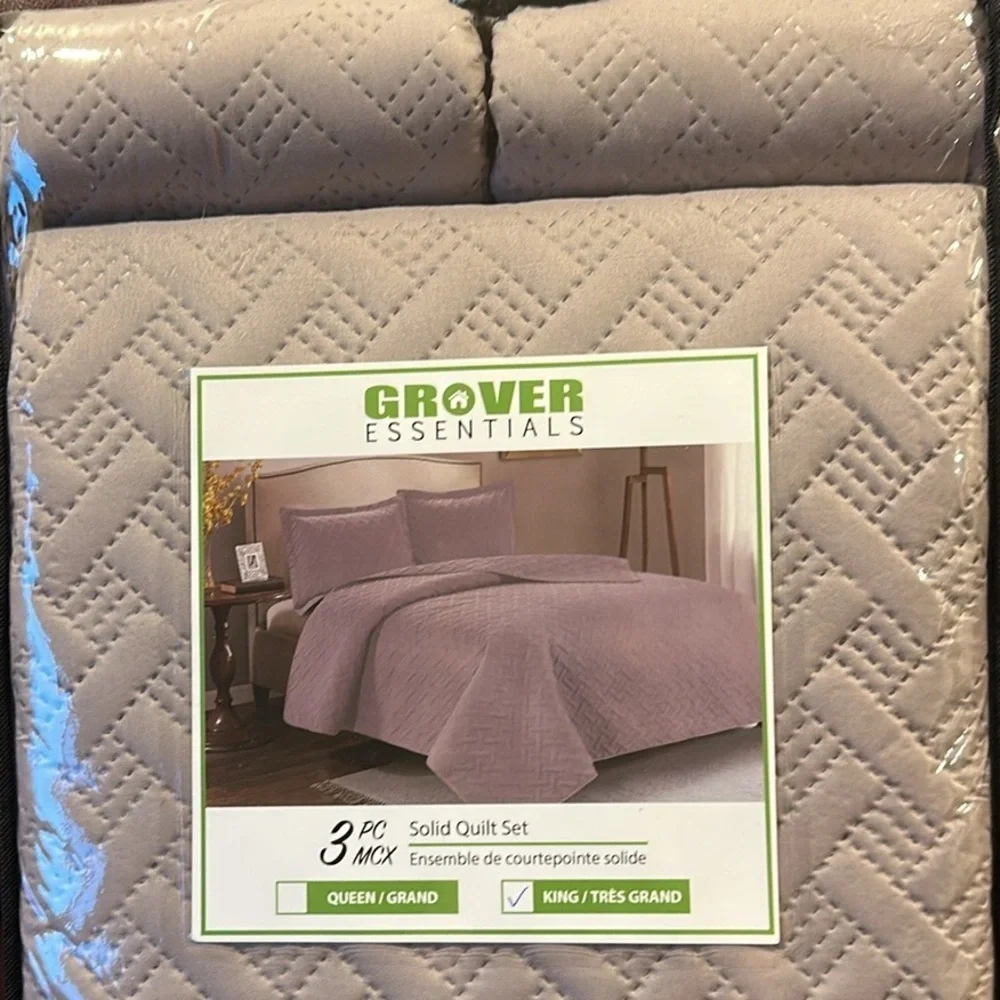 3PC Quilt Bedspread Set Oversized King Bark